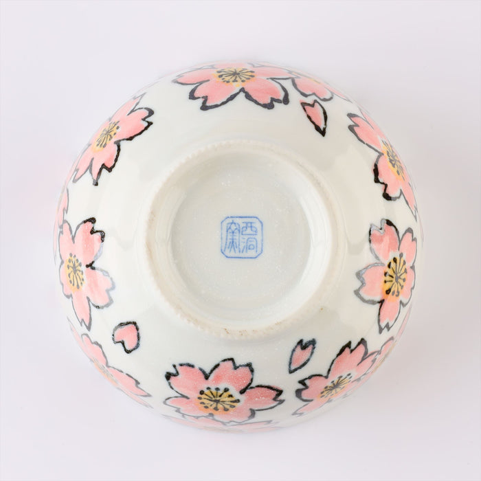 Etegami Japanese Ceramic Salad Bowls Set of 2, Cherry Blossom - 12 fl oz, 5 inch, Multi-purpose Cereal and Soup Bowl