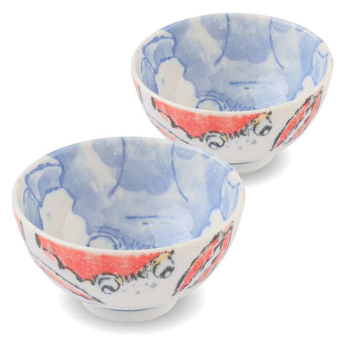 Etegami Japanese Ceramic Rice Bowls Set of 2, Crab - 7 fl oz, 5 inch, Ice Cream and Snack Bowl, Authentic Mino Ware