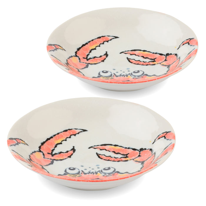 Etegami Coupe Soup Bowls Set of 2, Crab - 12 fl oz, 8 inch, Japanese Ceramic Cereal and Salad Bowl