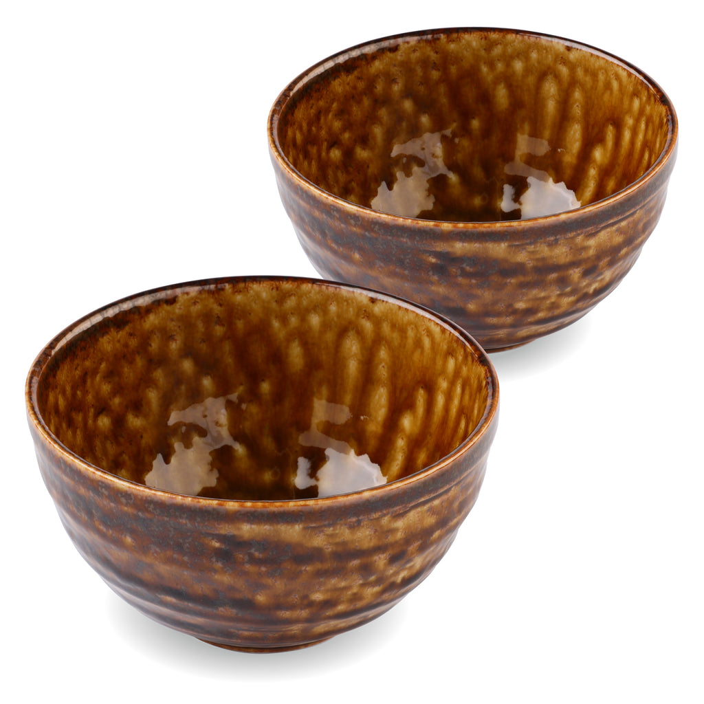 Set of 4 Vintage Ceramic Soup Serving Bowls, Golden Brown Glaze With  Graphic Leaves Design, Stackable Bowls, Made in Japan -  Israel