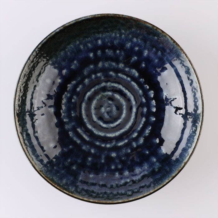 Iroyu Irabo Japanese Ceramic Salada Plate Bowls Set of 2 - Blue, 9 inch, Dessert Plate and Pasta Bowl