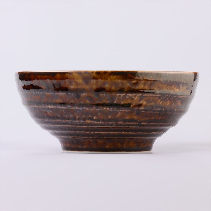 Iroyu Irabo Japanese Ceramic Cold Noodle Bowls Set of 2 - Brown, 24 fl oz, 8 inch, for Cold Ramen, Zaru Soba