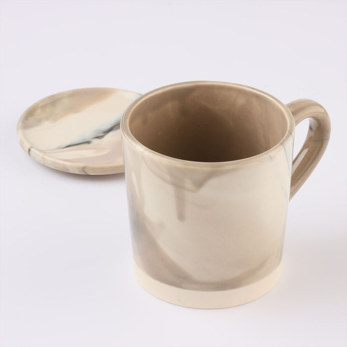 Mino Ware Marble Coffee Mug with Lid - 10.2 fl oz, Gray