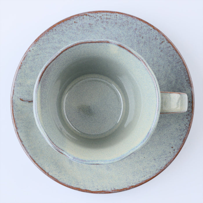 Mino Ware Kayame Cup & Saucer, Tekkinyo - 5.1 fl oz, Blue Gray