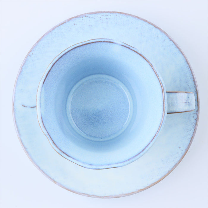Mino Ware Kayame Cup & Saucer, Shirokinyo - 5.1 fl oz, Pale Light Blue