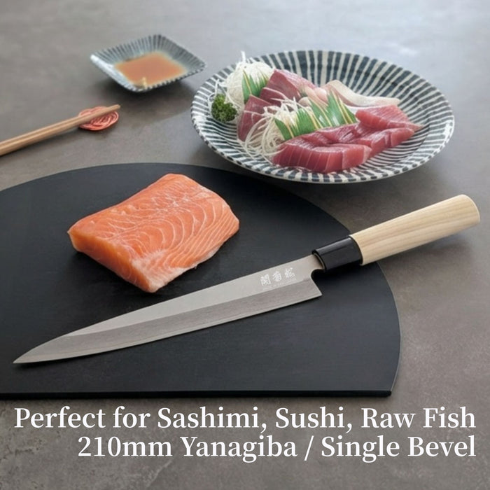 Hand-Forged Left-Handed Sashimi Knife – White Steel Blade