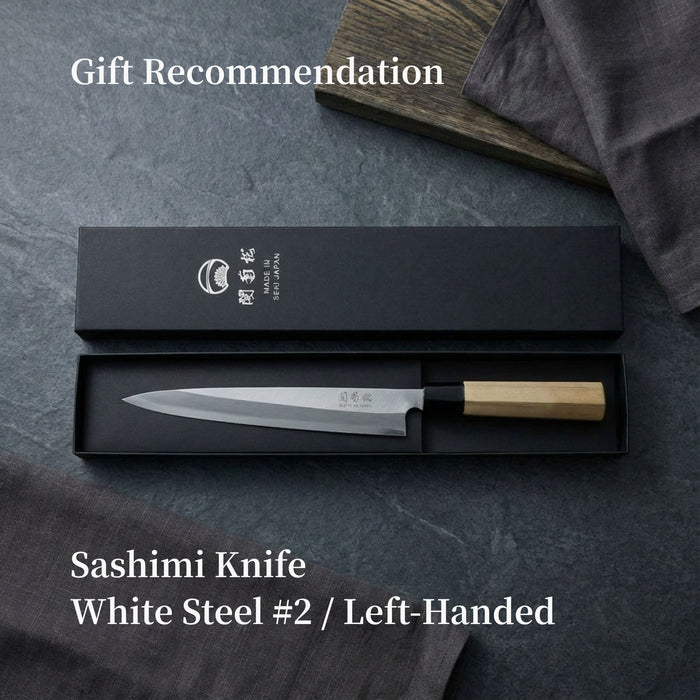 Hand-Forged Left-Handed Sashimi Knife – White Steel Blade