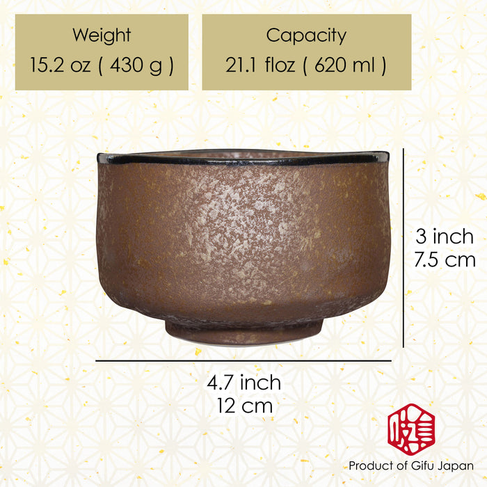 Mino Ware Japanese Matcha Bowl Kin Kessyo Gold 13.6 fl oz - Matcha Tea Cup Ceremony, Authentic Pottery, Japanese Ceramic Bowl