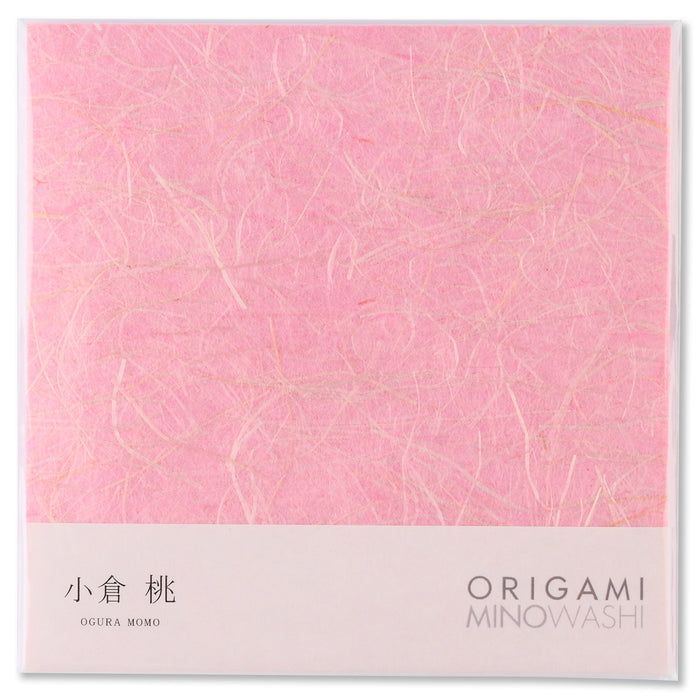 Japanese traditional Mino Washi Origami Paper - Ogura Momo Pink, 6.1 inch, 20 Sheet - High Quality Washi Paper, Natural Hemp Fiber Texture