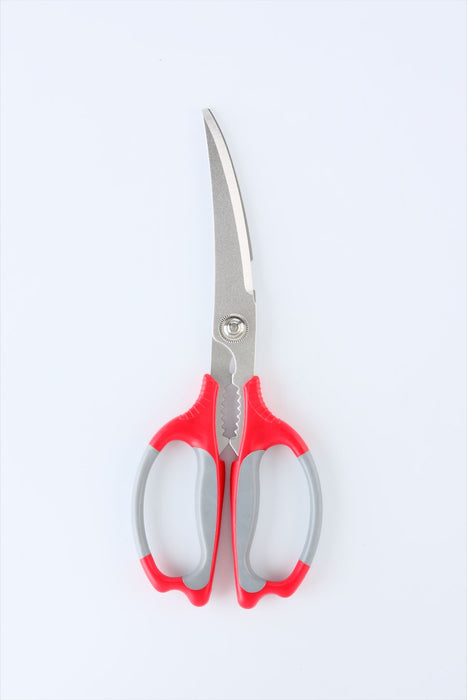 Seki Japan Kitchen Shears MATE, Stainless Steel Multi-Function Kitchen Scissors, Soft Grip, Long & Curve Blade