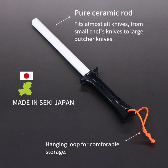 Seki Japan Chef Knife Sharpening Rod - 6 Inch, Durable Ceramic Honing Steel Knife Sharpener