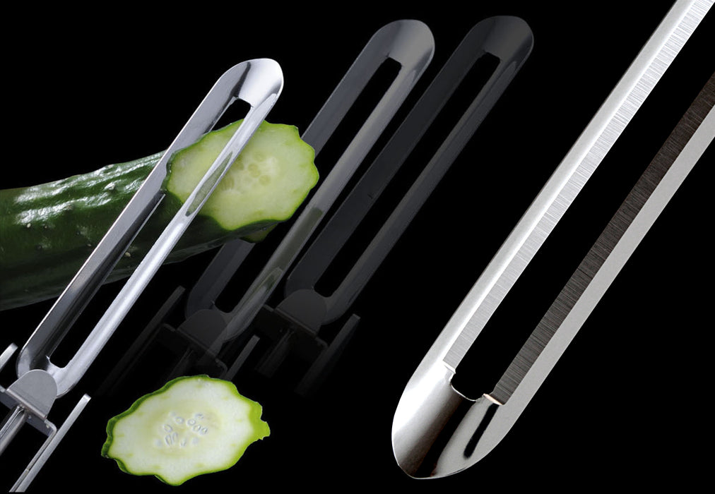 Seki Japan Professional Long Vegetable Peeler - Japanese Stainless Steel Blade with Plastic Safety Cover