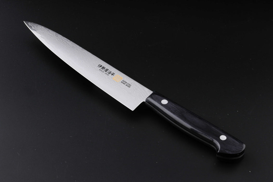 Iseya Jihei Damascus Petty Knife 150mm Japanese Chef Knife Black Pakka Handle G-2