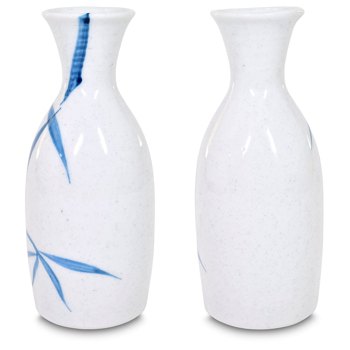 Mino Ware Traditional Japanese Sake Set, Tokkuri Bottle and 4 Ochoko Cups, White Nashijidake