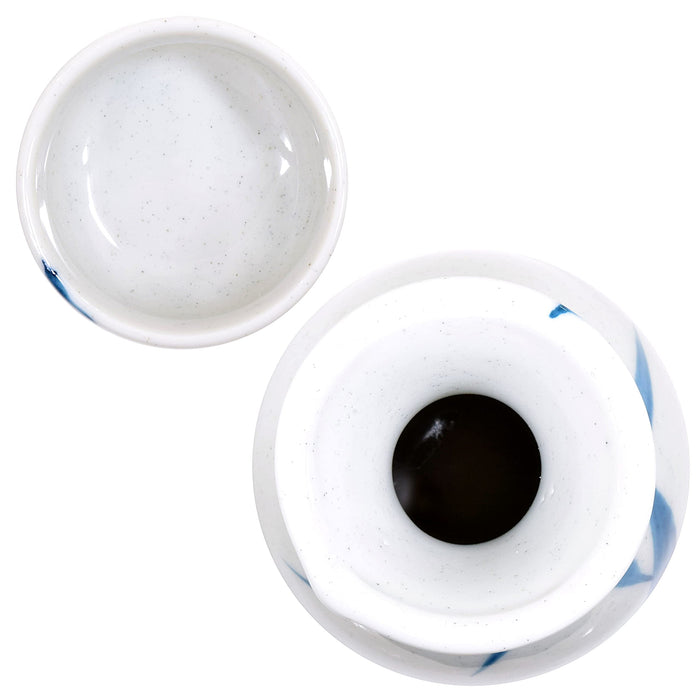 Mino Ware Traditional Japanese Sake Set, Tokkuri Bottle and 4 Ochoko Cups, White Nashijidake