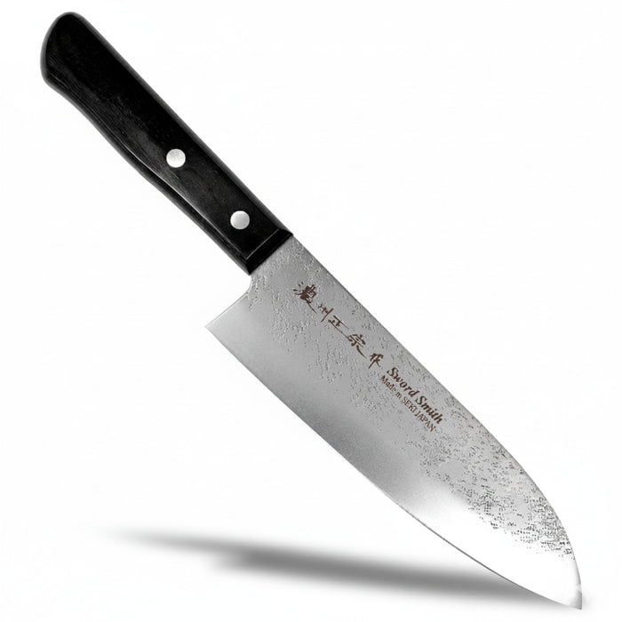 Seki Japan MASAMUNE Nashiji Stainless Steel Santoku Knife Black Wood 6.7in