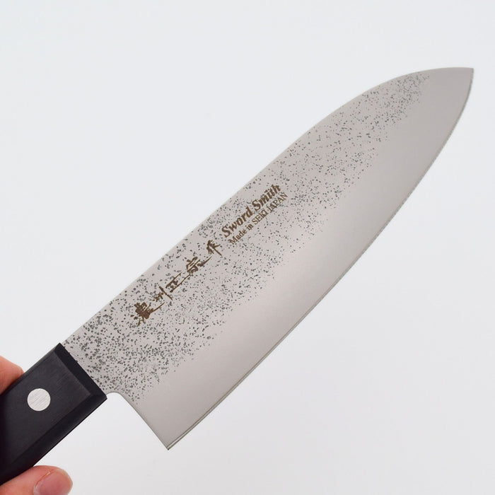 Seki Japan MASAMUNE Nashiji Stainless Steel Santoku Knife Black Wood 6.7in