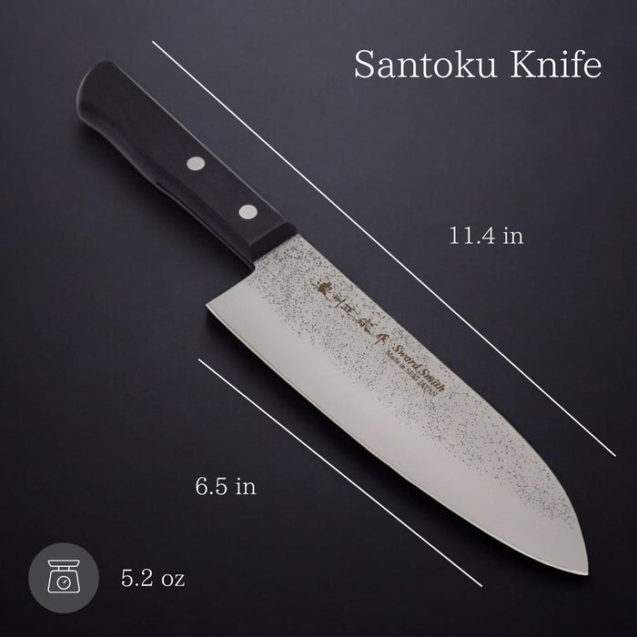 Seki Japan MASAMUNE Nashiji Stainless Steel Santoku Knife Black Wood 6.7in