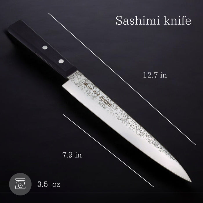 Seki Japan MASAMUNE Yanagiba Knife 7.9" Nashiji Stainless Steel Sushi Black Wood