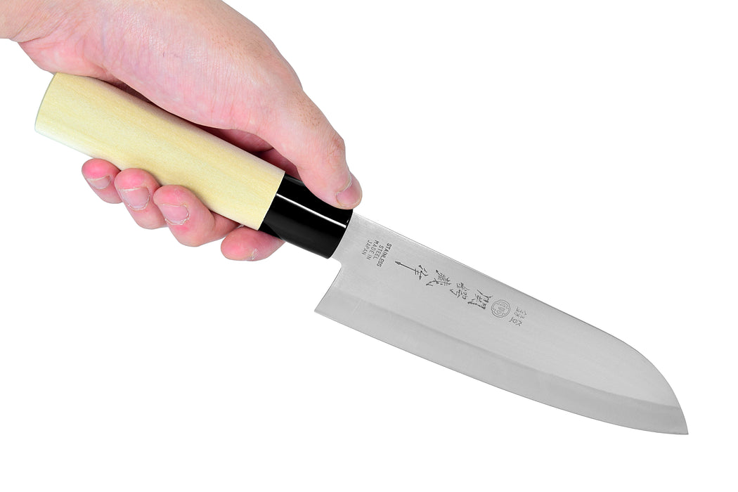 Seki Japan TSUBAZO Santoku Knife, Japanese Utility Chef Kitchen Knife, Stainless Steel Shiraki Handle, 170 mm (6.7 in)