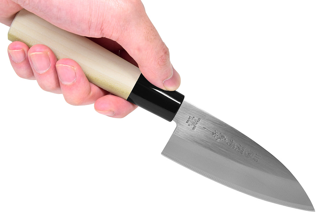 Seki Japan TSUBAZO Small Deba Knife, Japanese Sushi Chef Knife, Stainless Steel Sashimi Shiraki Handle, 105 mm (4.1 in)