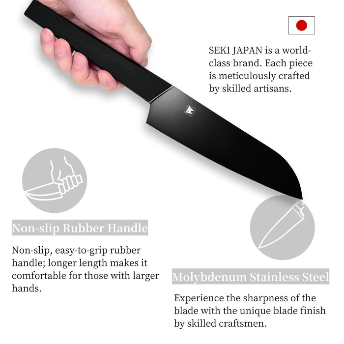 Seki Japan Via Kitchen Japanese Utility Chef Kitchen Knife, Molybdenum Steel Santoku Knife, TPR & ABS Handle, 175 mm (6.8 in)