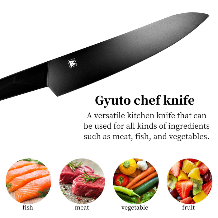 Seki Japan Via Kitchen Japanese Chef Kitchen Knife, Molybdenum Steel Gyuto Knife, TPR & ABS Handle, 185 mm (7.2 in)