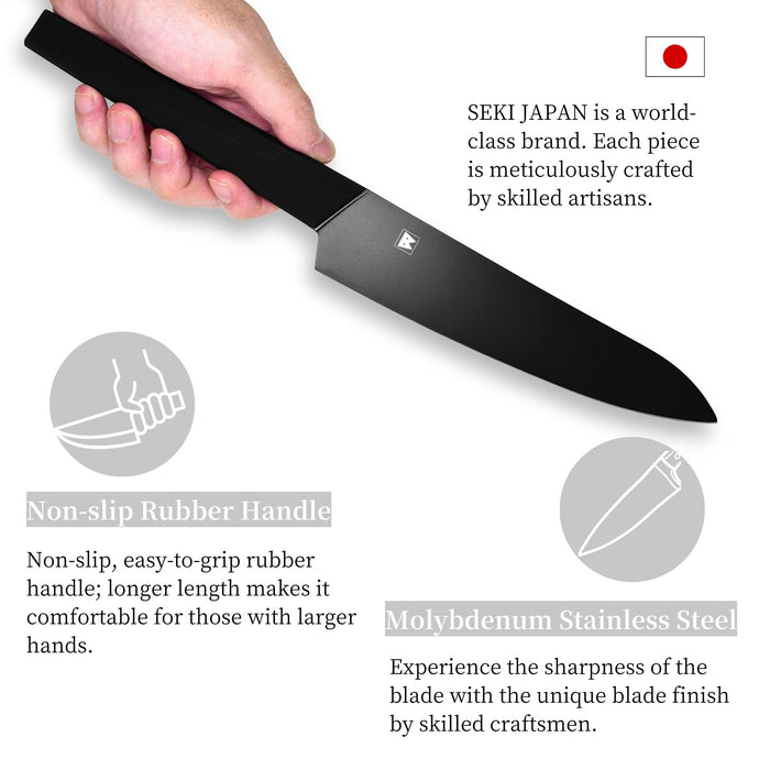 Seki Japan Via Kitchen Japanese Chef Kitchen Knife, Molybdenum Steel Gyuto Knife, TPR & ABS Handle, 185 mm (7.2 in)