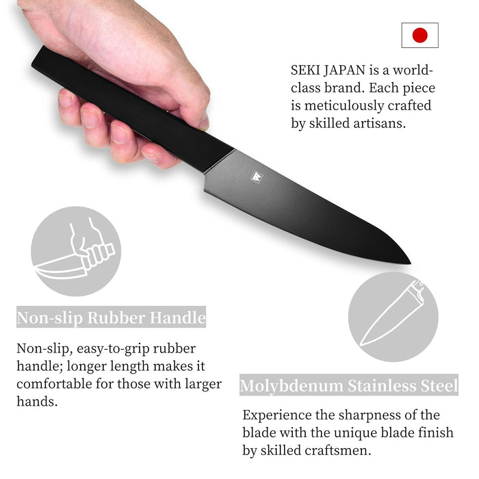 Seki Japan Via Kitchen Japanese Utility Petty Knife, Molybdenum Steel Fruit Knife, TPR & ABS Handle, 140 mm (5.5 in)