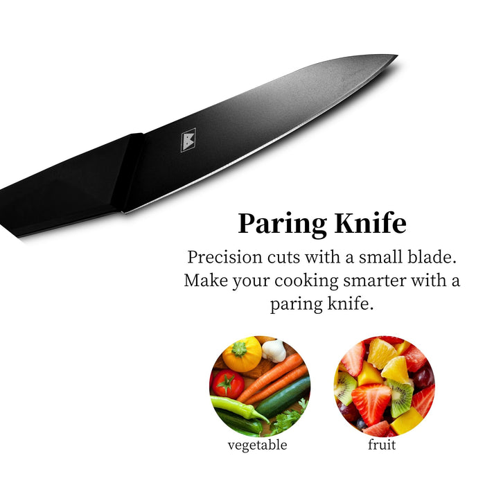 Seki Japan Via Kitchen Japanese Utility Paring Knife, Molybdenum Steel Fruit Knife, TPR & ABS Handle, 100 mm (3.9 in)