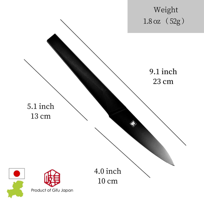 Seki Japan Via Kitchen Japanese Utility Paring Knife, Molybdenum Steel Fruit Knife, TPR & ABS Handle, 100 mm (3.9 in)