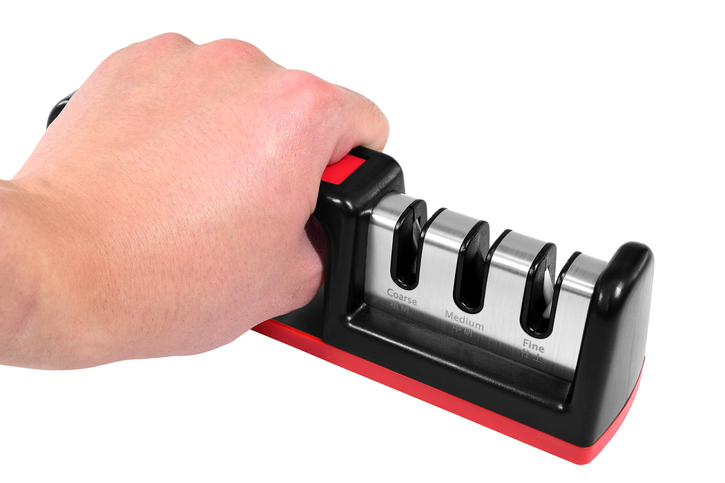 Seki Japan Kitchen Knife Sharpener, 3 Stage Diamond, Carbide and Ceramic Honing System, Restore and Polish Blades, Sharpens Dull Knives Quickly
