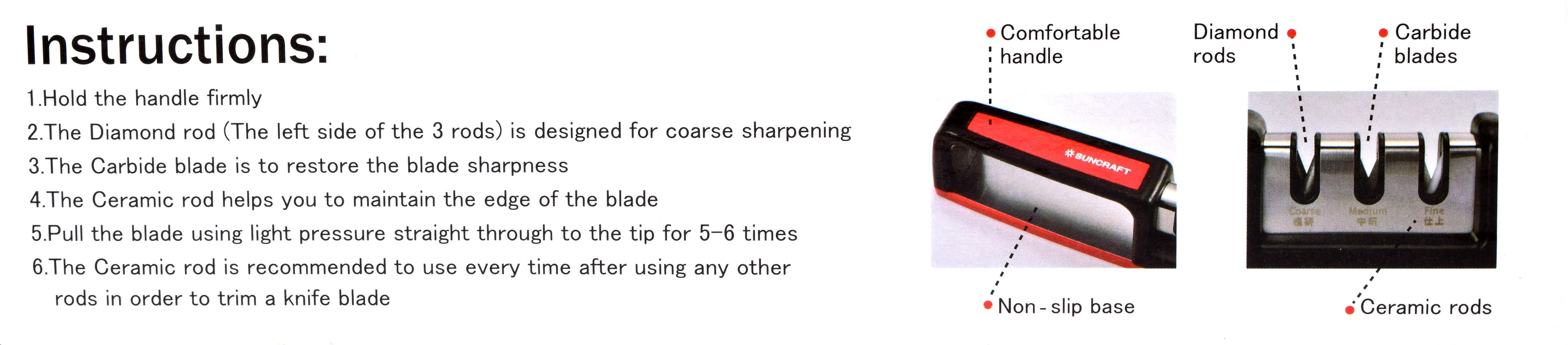 Seki Japan Kitchen Knife Sharpener, 3 Stage Diamond, Carbide and Ceramic Honing System, Restore and Polish Blades, Sharpens Dull Knives Quickly