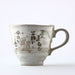 Japanese Mino Yaki(Ware) Ceramic Coffee Mugs Set of 2, Japanese Poem Jizo Design, Gray 8.8 fl oz, Handmade Tea Cups, for Tea Ceremony, Green Tea, Matcha Tea, Japanese Cute Gifts