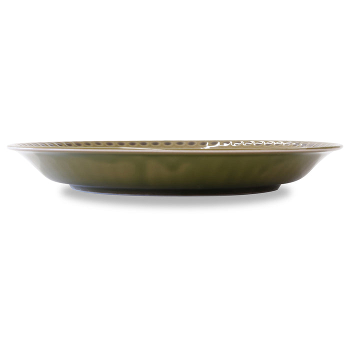 Mino Ware Diner Plates, 10.1 inch, Olive Green, Curry/Pasta, Japanese Ceramic Plates, Microwave/Dishwasher Safe, Set of 2
