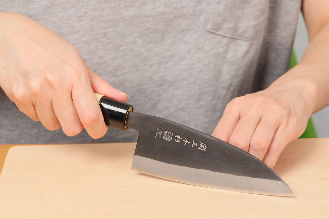 Seki Sanbonsugi Kurouchi Japanese Deba Knife 5.9 inch (150mm) - Japanese Steel Kitchen Knives, Wooden Handle, Made in Seki Japan