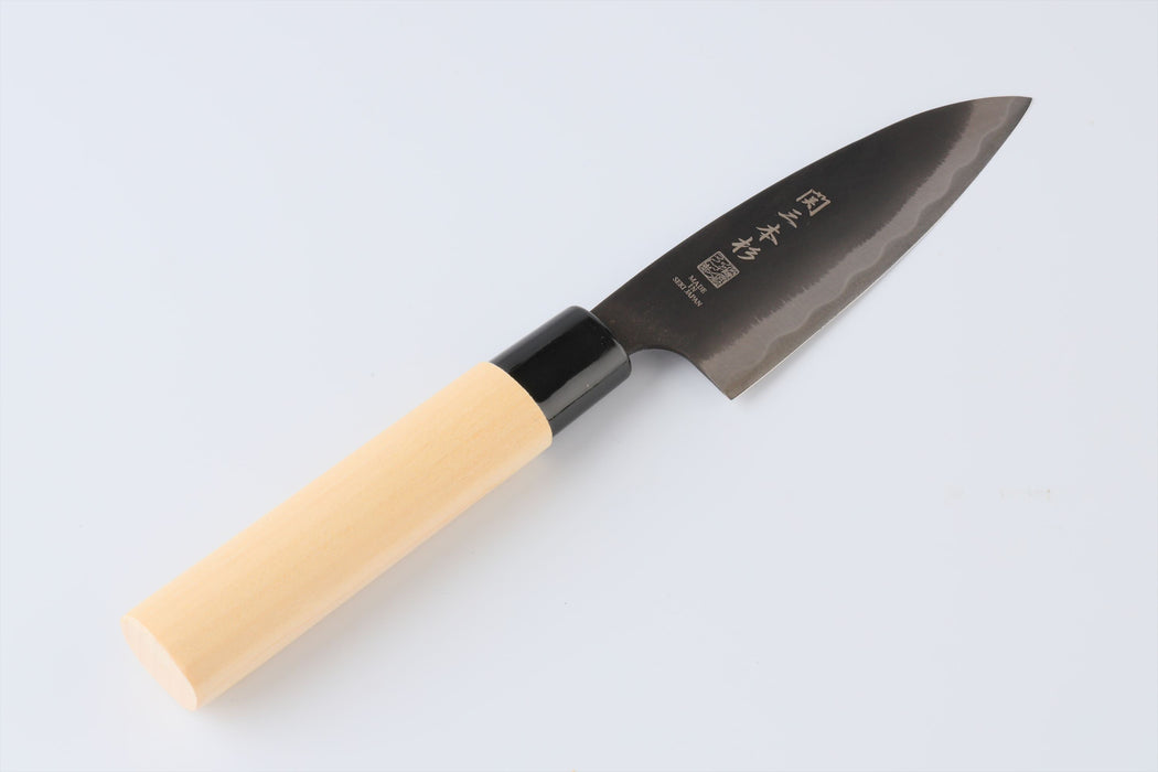 Seki Sanbonsugi Kurouchi Japanese Ajikiri Deba Knife 4.1 inch (105mm) - Japanese Steel Kitchen Knives, Wooden Handle, Made in Seki Japan