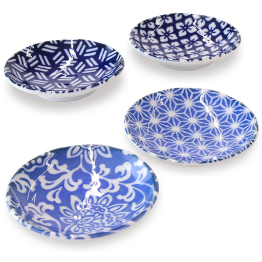 Mino Ware Small Plate Set,Lightweight, 3.5 inch, Japanese traditional Design, Ceramic Plate, Set of 4