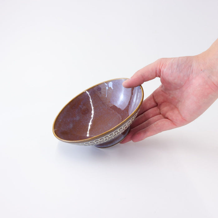 Mino Ware Lace Rice Bowl Brown - 6 fl oz, 6 inch