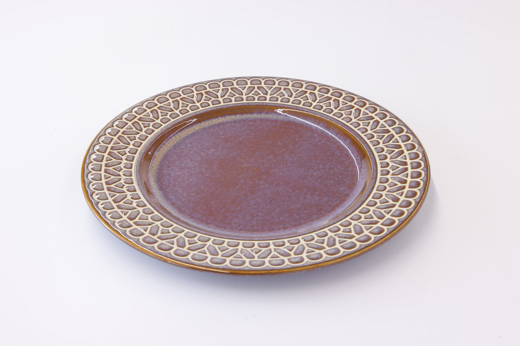 Mino Ware Lace Wide Rim Plate Brown - 9 inch