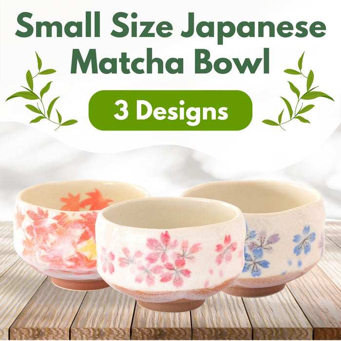 Mino Ware Mini Matcha Bowl, 3.7 inch, Momiji-Maple Red, Japanese Pottery, Small Tea Bowl, 5.4 floz