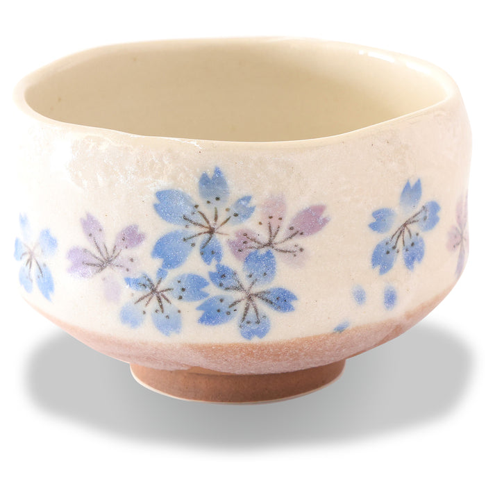 Mino Ware Mini Matcha Bowl, 3.7 inch, Heian-Sakura Blue, Japanese Pottery, Small Tea Bowl, 5.4 floz