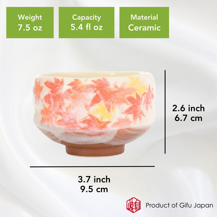 Mino Ware Mini Matcha Bowl, 3.7 inch, Heian-Sakura Red, Japanese Pottery, Small Tea Bowl, 5.4 floz