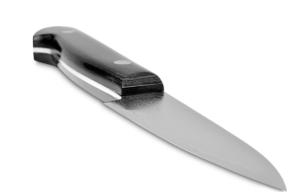 Iseya Jihei Damascus Paring Knife 76mm Japanese Kitchen Knife Black Pakka Handle G-0