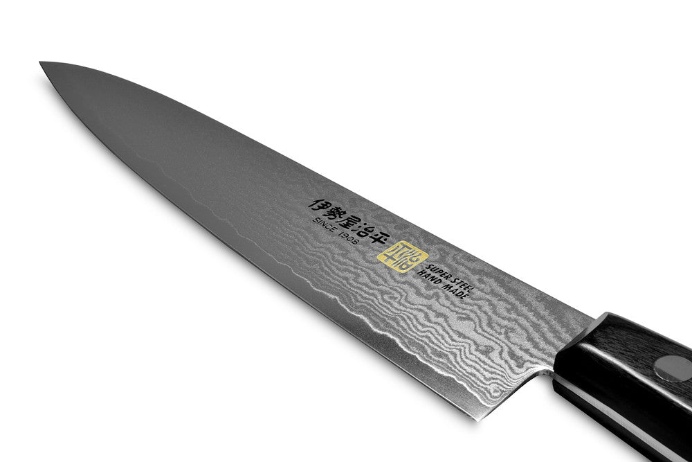 Iseya Jihei Damascus Petty Knife 150mm Japanese Chef Knife Black Pakka Handle G-2