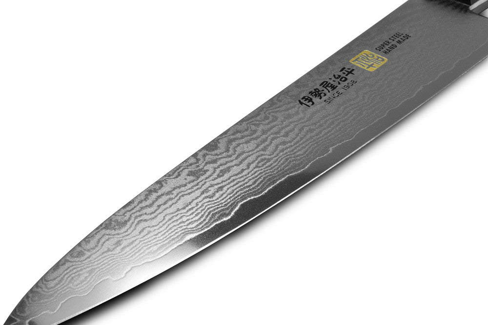 Iseya Jihei Damascus Petty Knife 150mm Japanese Chef Knife Black Pakka Handle G-2