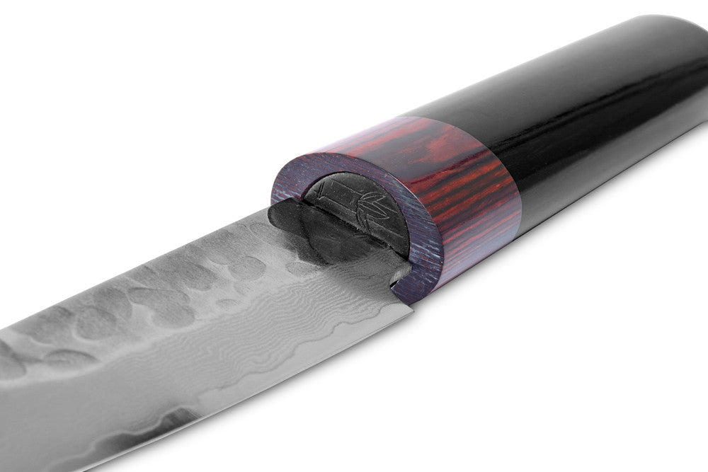 Iseya Jihei Hand-Forged Damascus Paring Knife 76mm Japanese Knife Laminated Wood Handle Mahogany Ferrule I-0