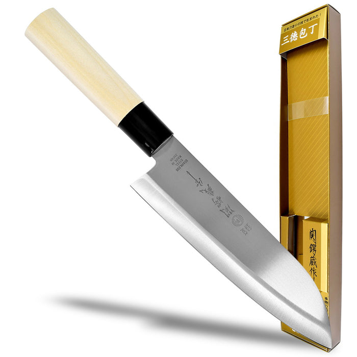 Seki Japan TSUBAZO Santoku Knife, Japanese Utility Chef Kitchen Knife, Stainless Steel Shiraki Handle, 170 mm (6.7 in)