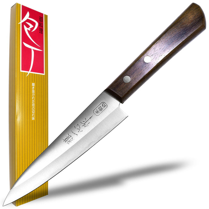 Seki Japan Miyabi Isshin KANETSUGU Utility Petty Knife 120 mm (4.7 in)AUS8 SUS410 Stainless Steel Fruit Knife, Rose Wood Handle,
