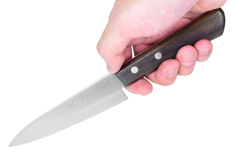 Seki Japan Miyabi Isshin KANETSUGU Utility Petty Knife 120 mm (4.7 in)AUS8 SUS410 Stainless Steel Fruit Knife, Rose Wood Handle,